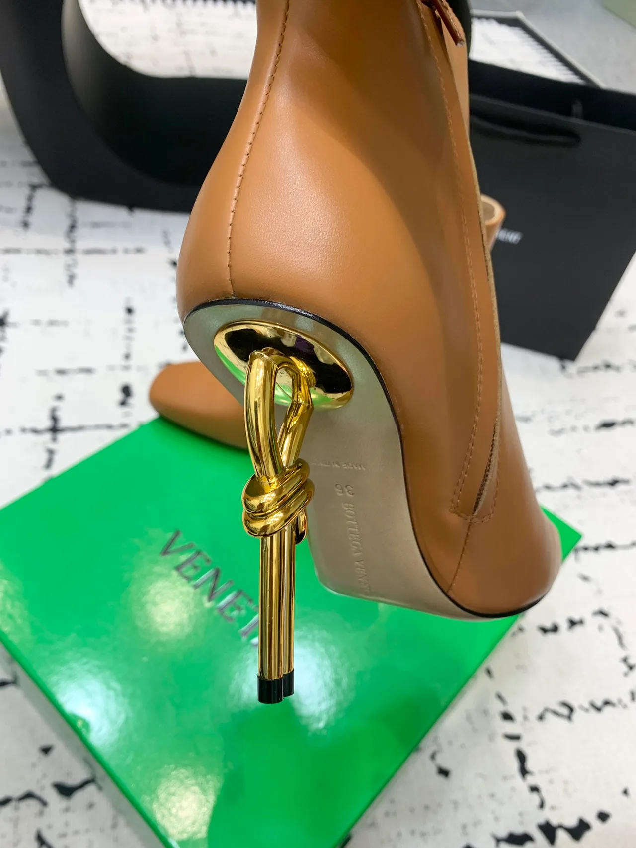 Calfskin Smooth Sculptural-Heel Ankle Boots in Brown · view 8