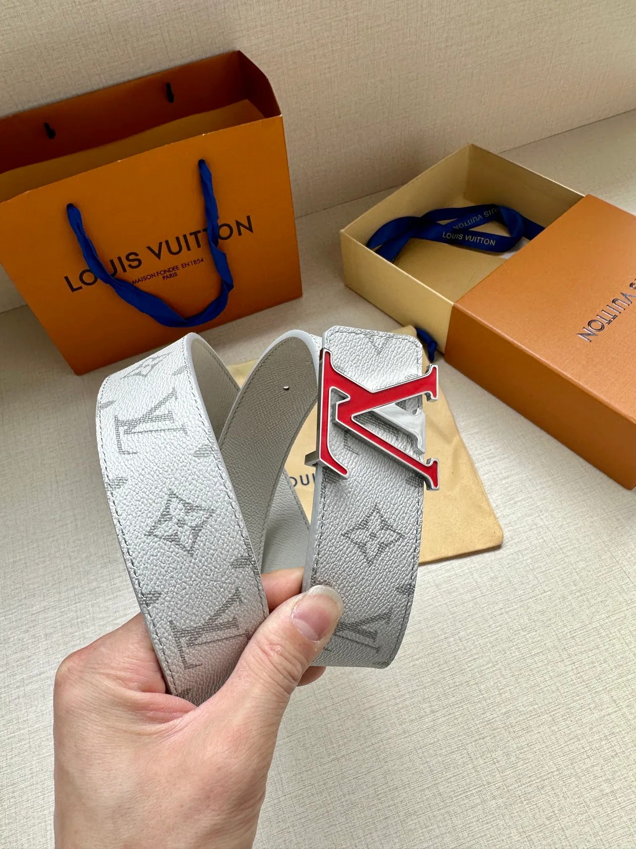 Louis Vuitton Canvas Glossy Belt in White · view 3