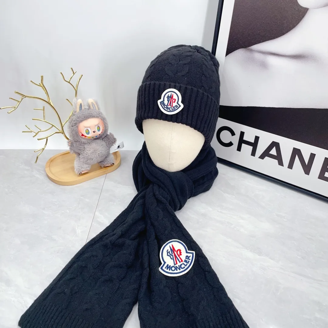 Moncler Wool Hat Scarf and Gloves Set in Blue · view 2