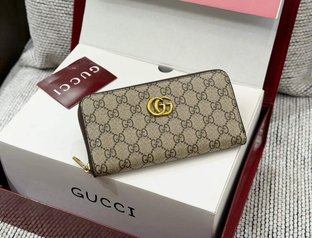 Gucci Zip-Around Wallet in Grey & Beige & Brown & Black · view 6