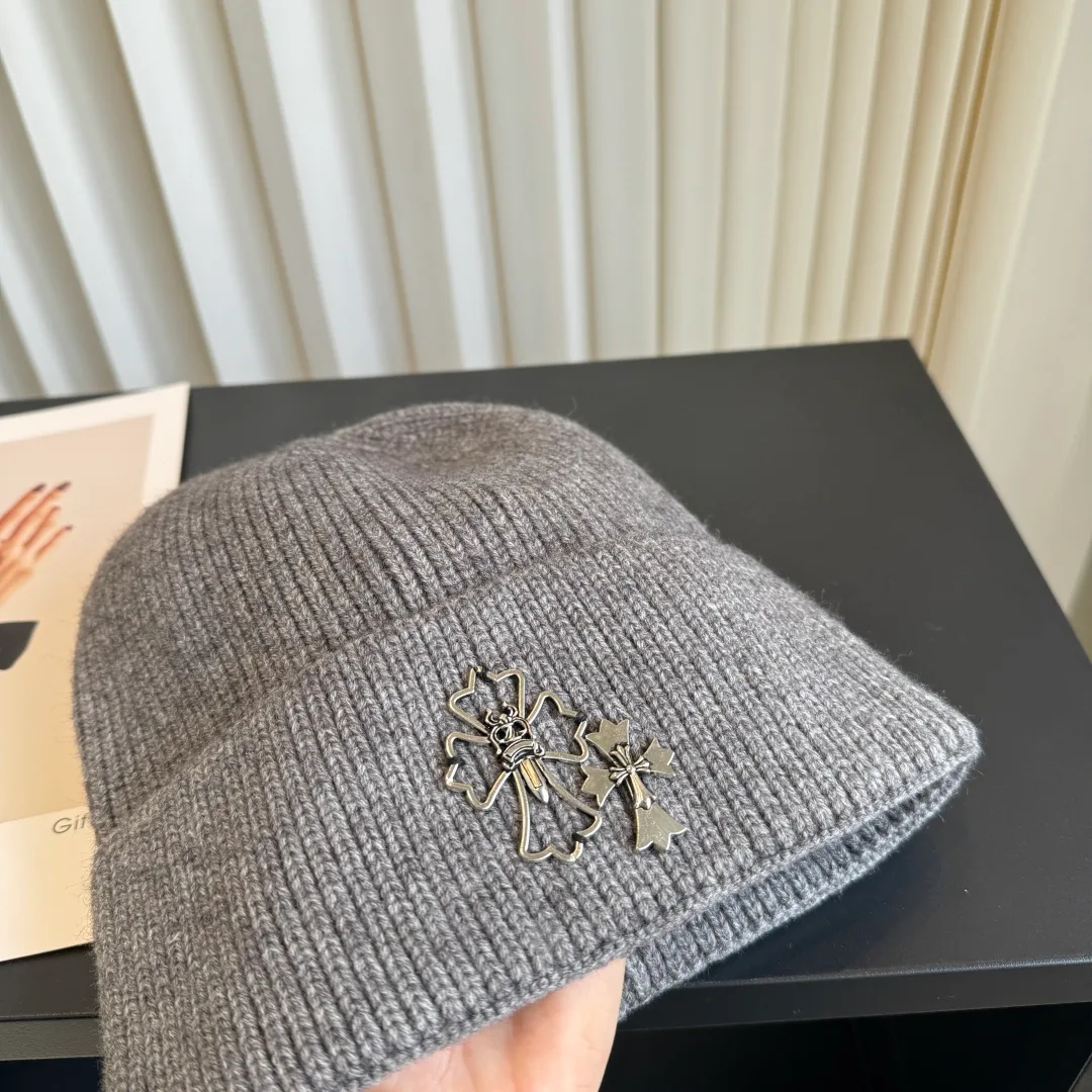 Chrome Hearts Ribbed Beanie in Grey · view 5