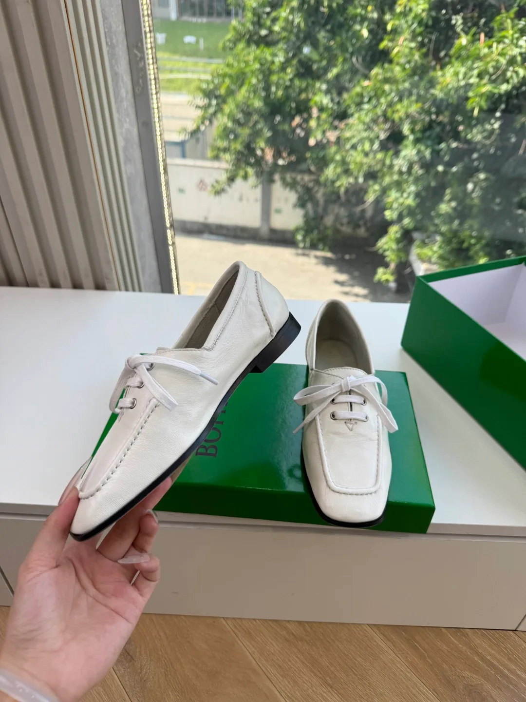 Bottega Veneta Cowhide Boat Shoes in White · view 7