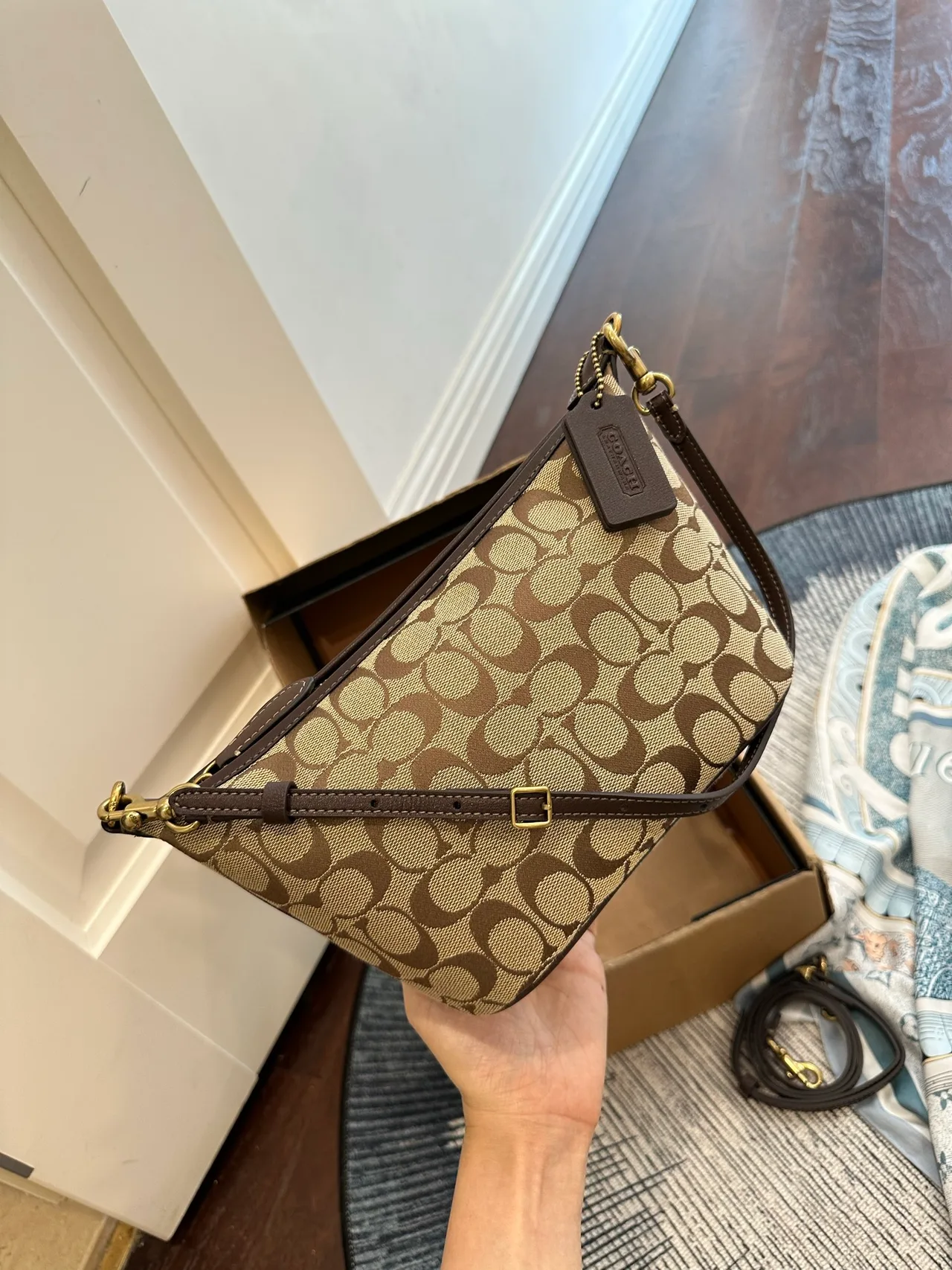 Coach Leather Hobo Bag in Beige · view 4