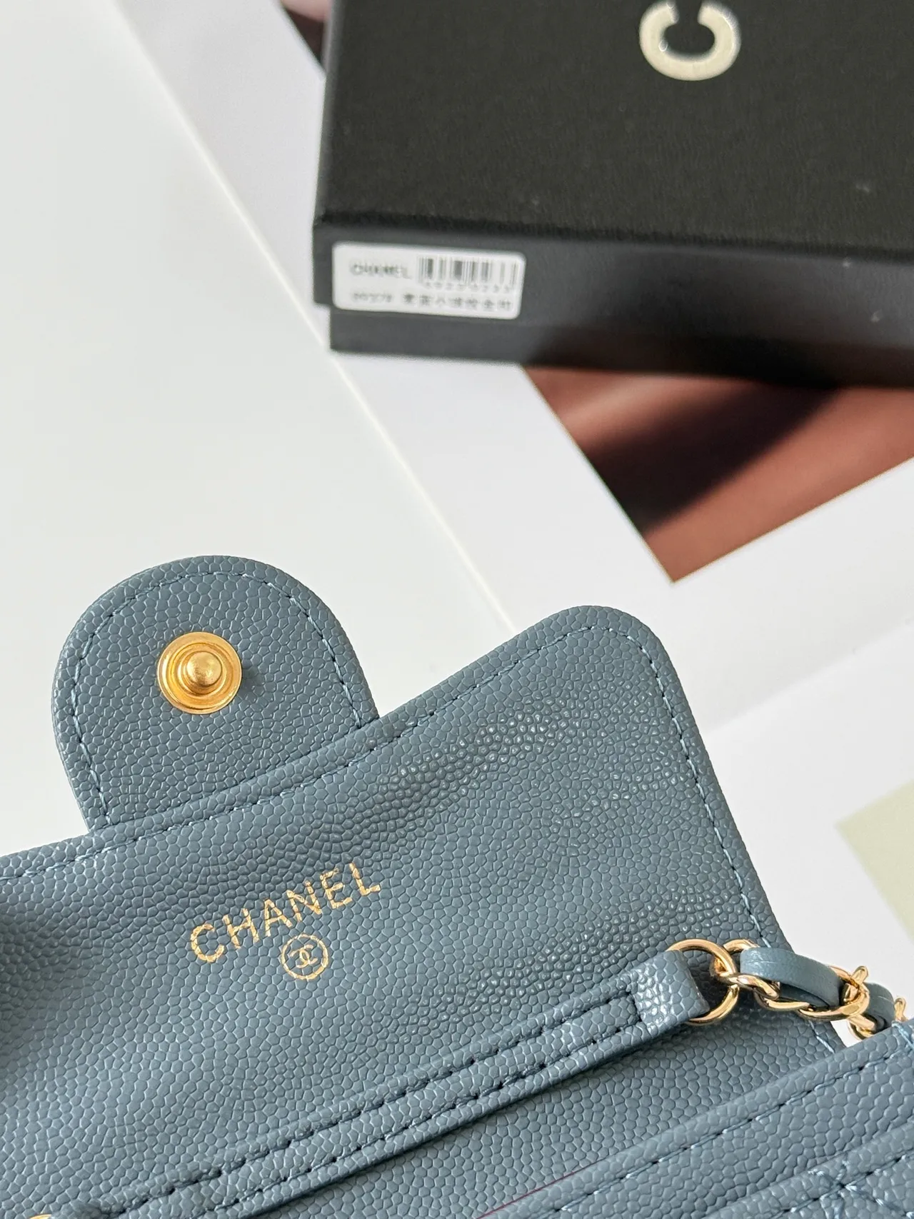 Chanel Quilted Zip Pouch in Blue · view 4