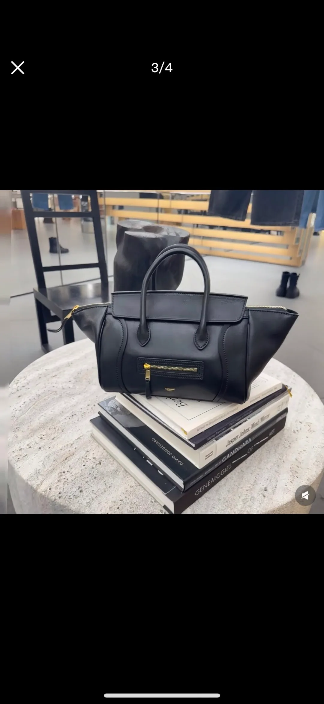 Celine Luggage Tote in Burgundy & Black & Beige & White & Tan · view 4