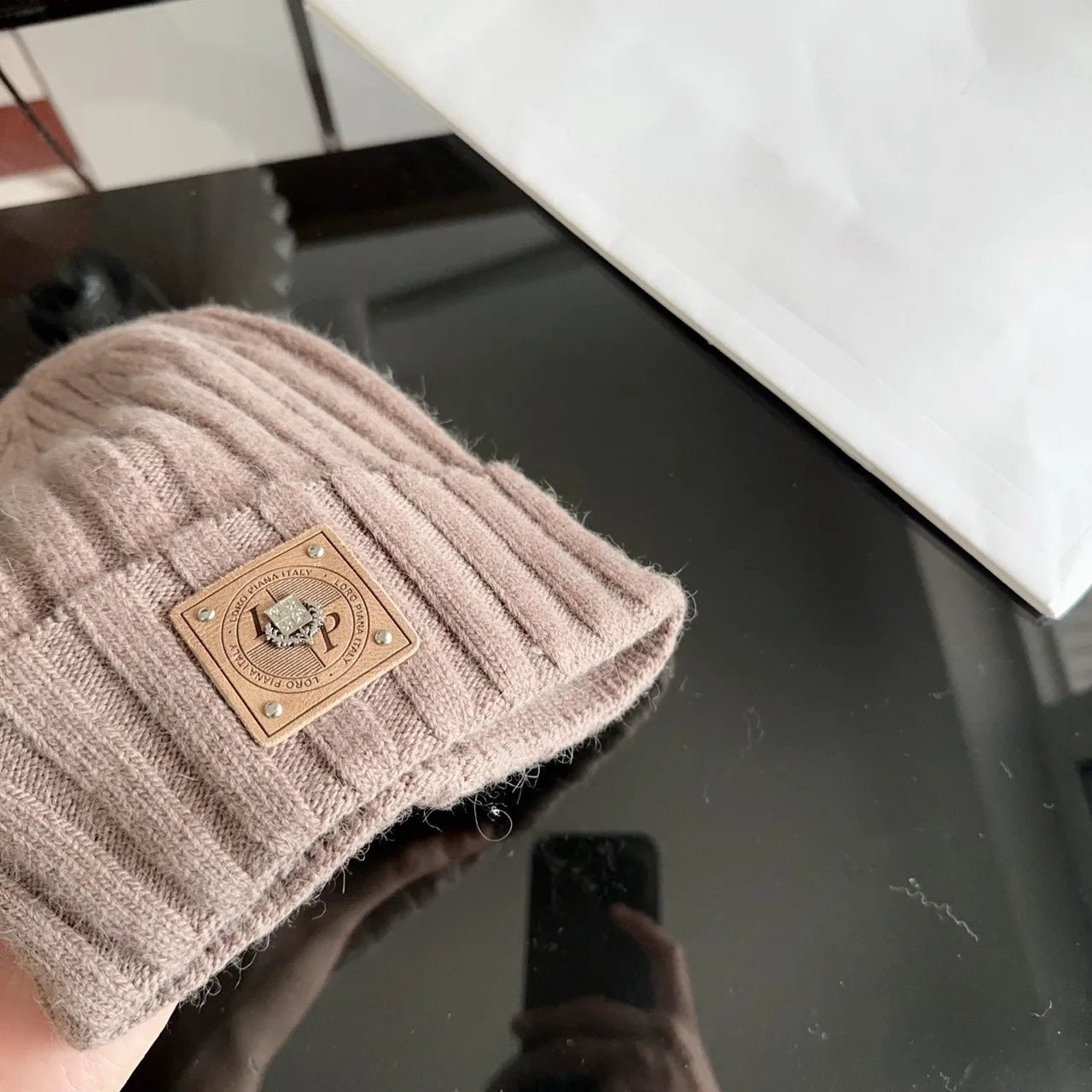 Celine Ribbed Beanie in Pink · view 7