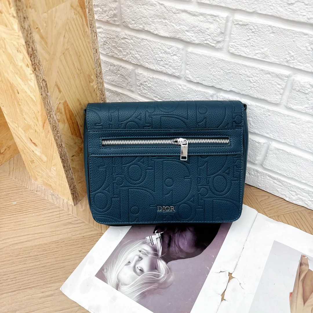 Dior Zip Messenger Bag in Blue & Black & Green · view 1