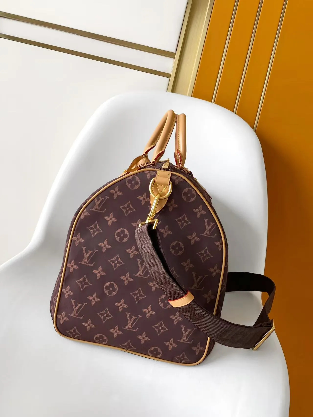 Louis Vuitton Canvas Monogram Glossy Duffel Bag in Brown · view 2