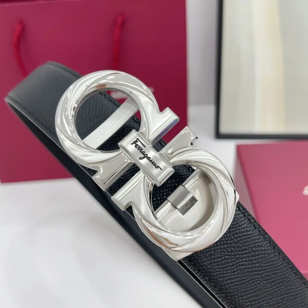 Ferragamo Calfskin Belt in Black · view 1