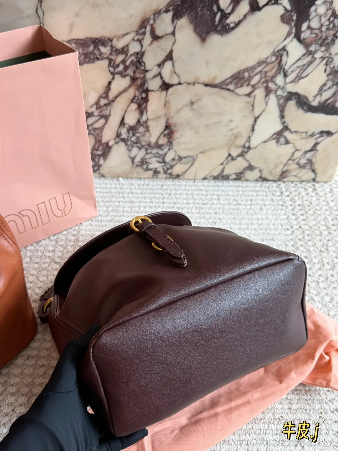 Miu Miu Smooth Hobo Bag in Brown · view 7