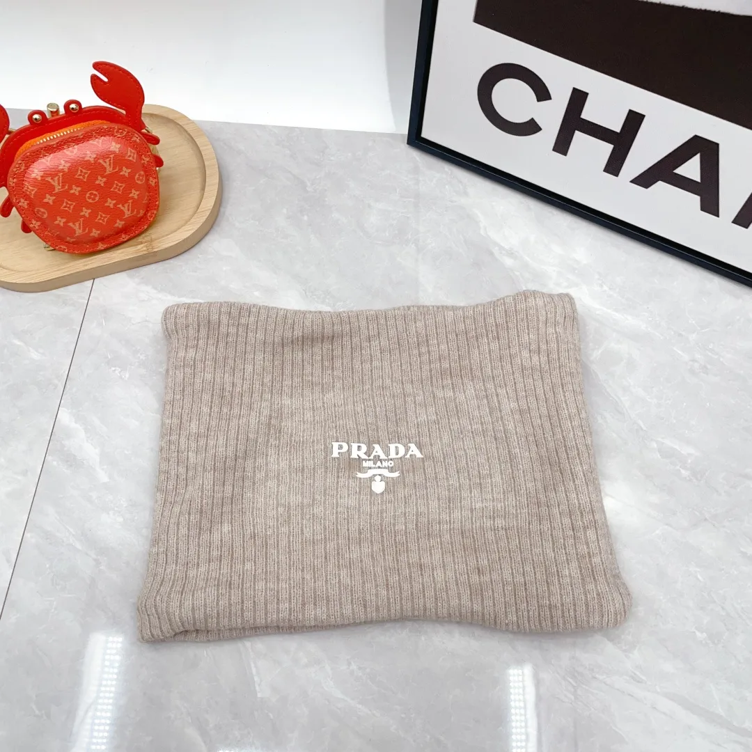 Prada Wool Ribbed Hat Scarf and Gloves Set in Beige · view 3