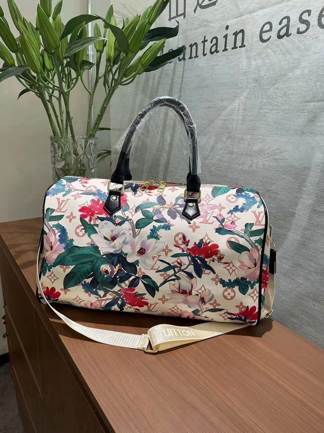 Louis Vuitton Floral Monogram Duffel Bag in White · view 5
