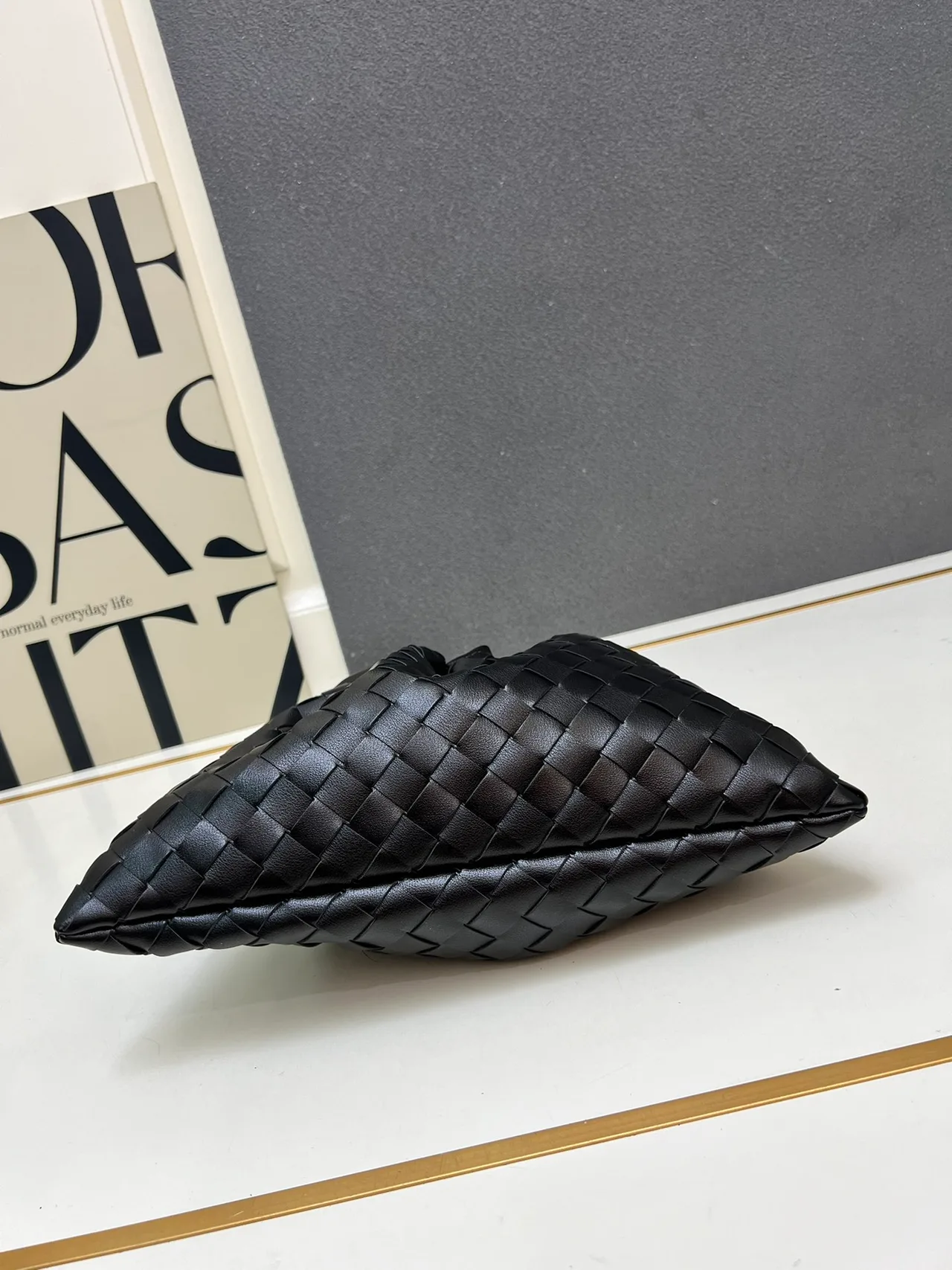 Bottega Veneta Woven Glossy Shoulder Bag in Black · view 4
