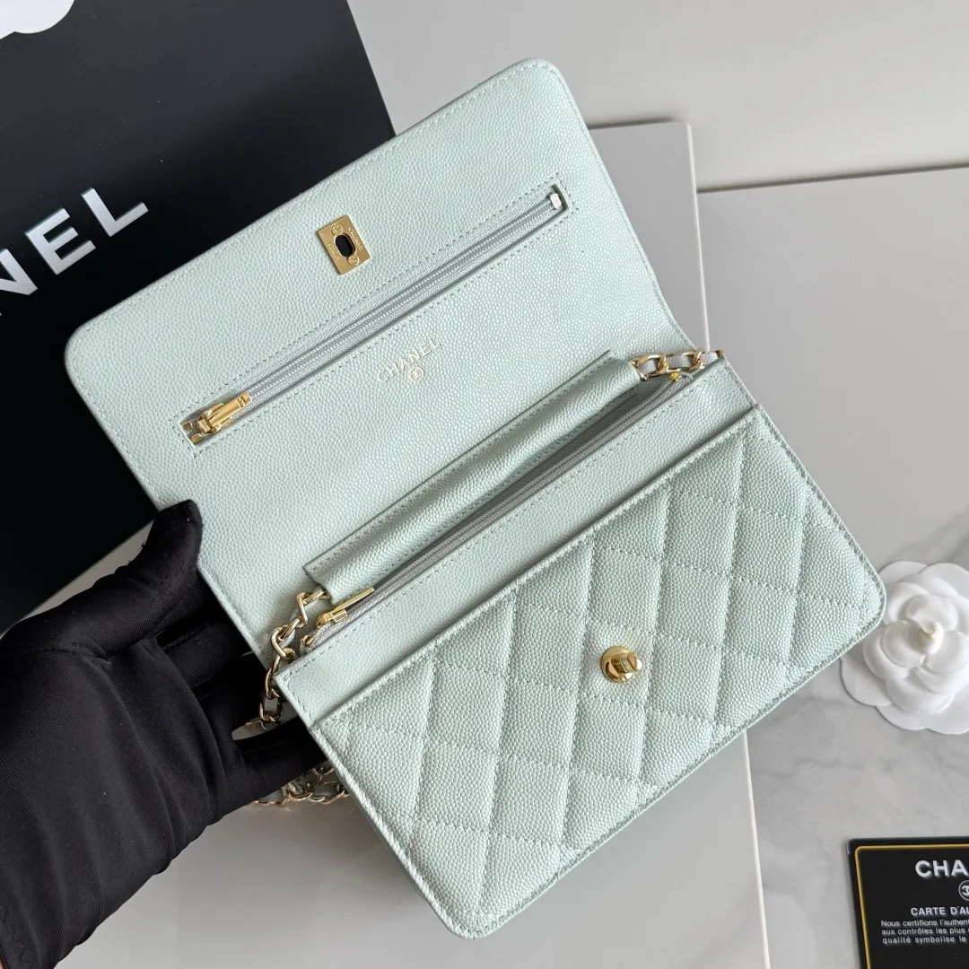 Chanel Calfskin Quilted Clutch in Green · view 7