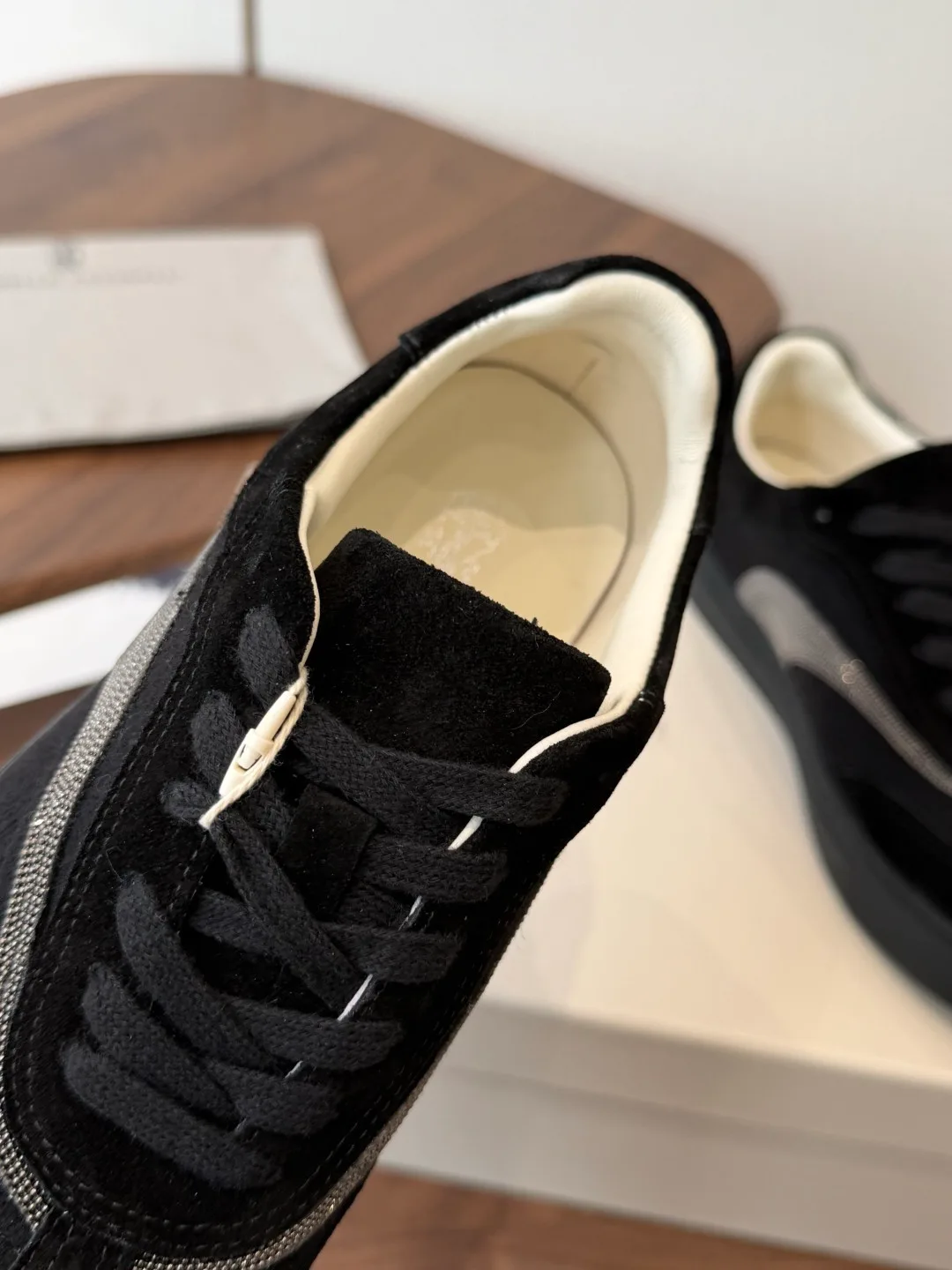 Brunello Cucinelli Cowhide Suede Lined Sneakers in Black · view 7