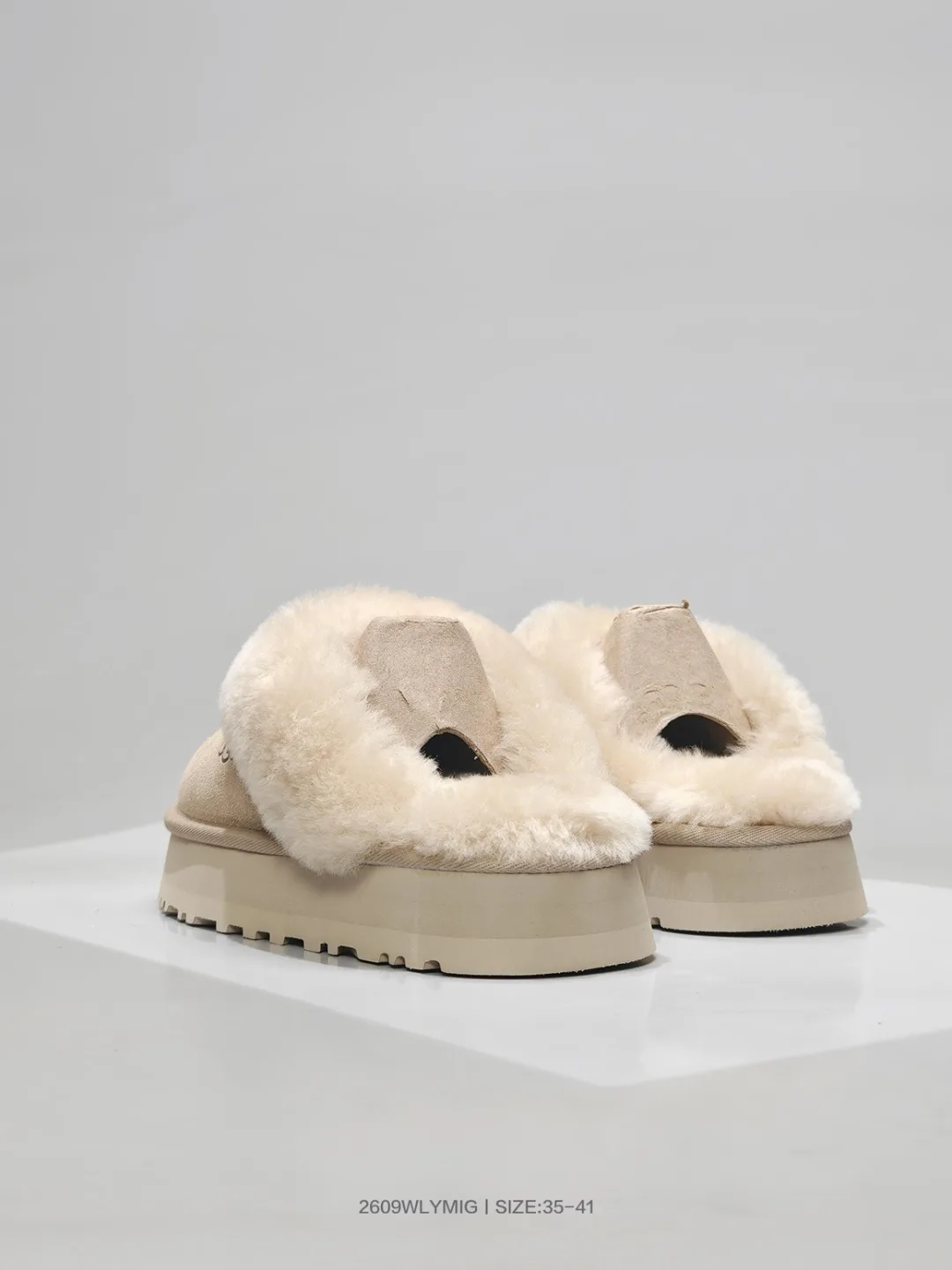 UGG Round-Toe Fur-Lined Mules in Beige · view 2