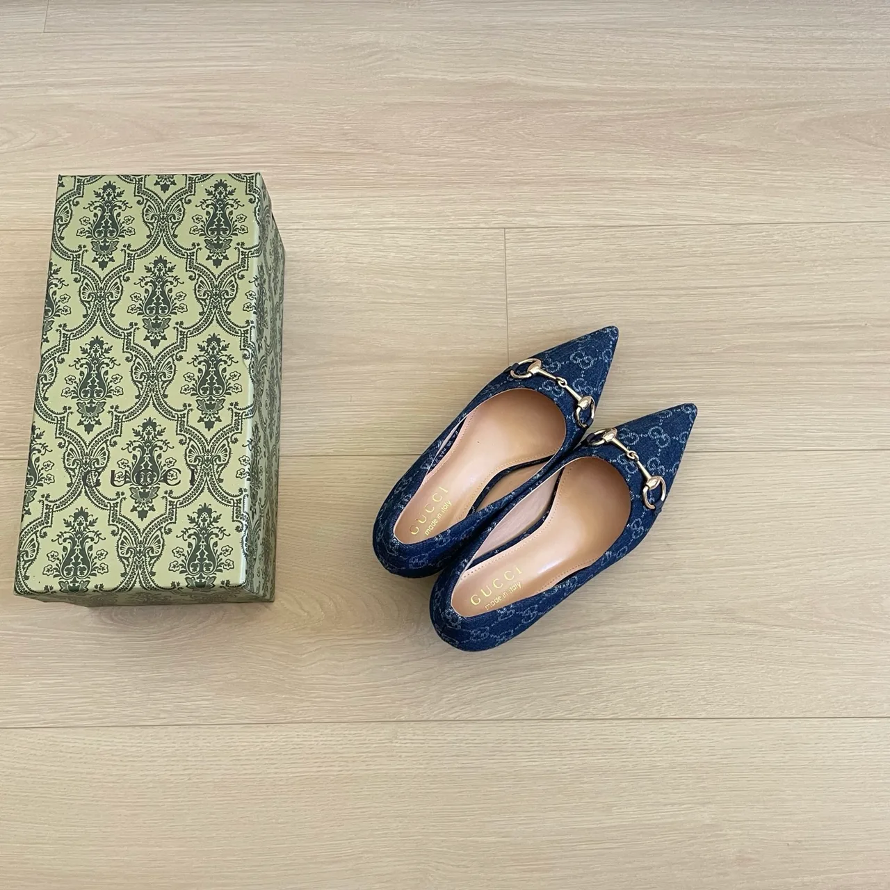 Gucci Monogram Kitten Heel Pumps in Blue · view 5