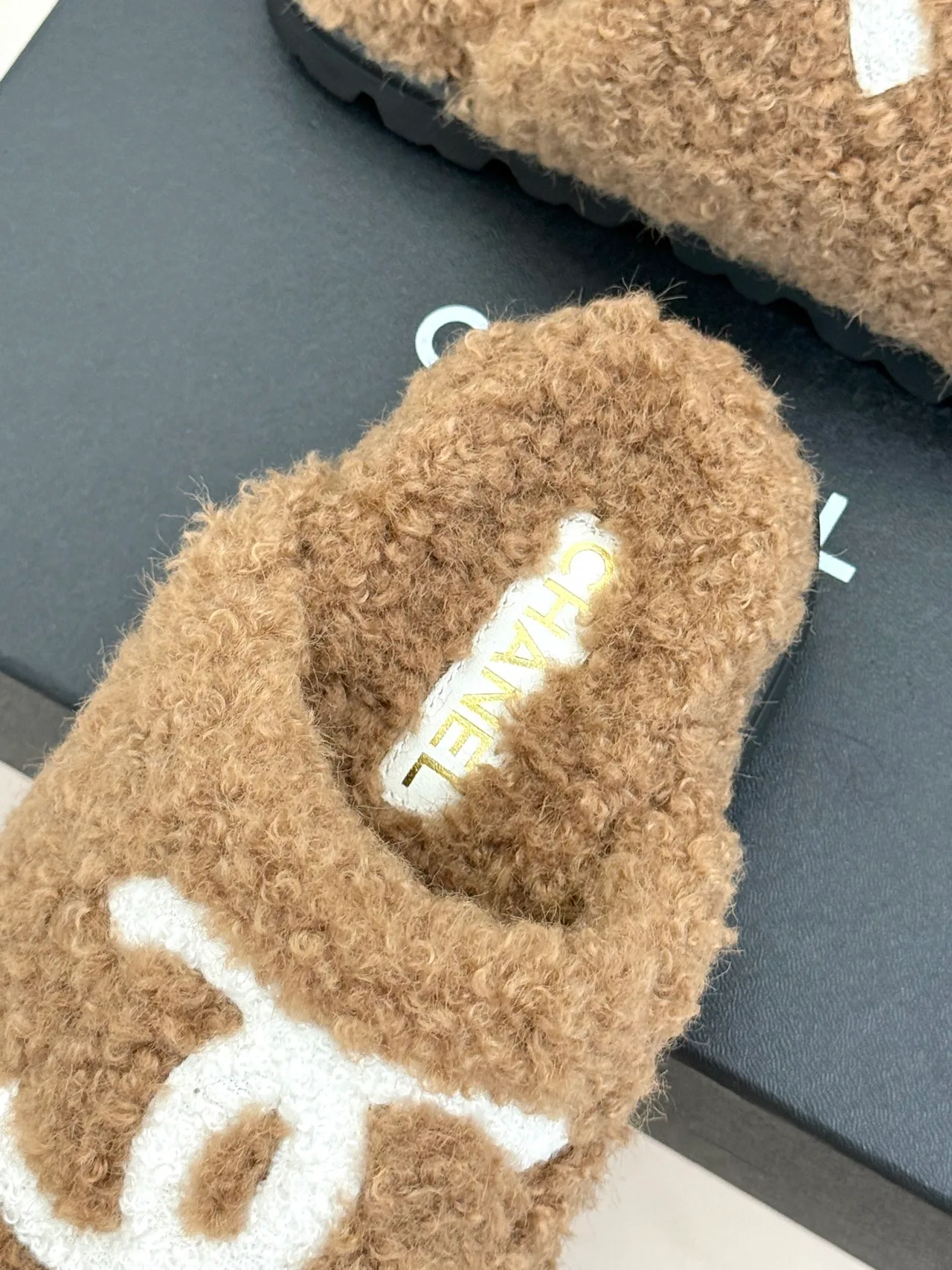 Chanel Denim Slippers in Tan · view 8
