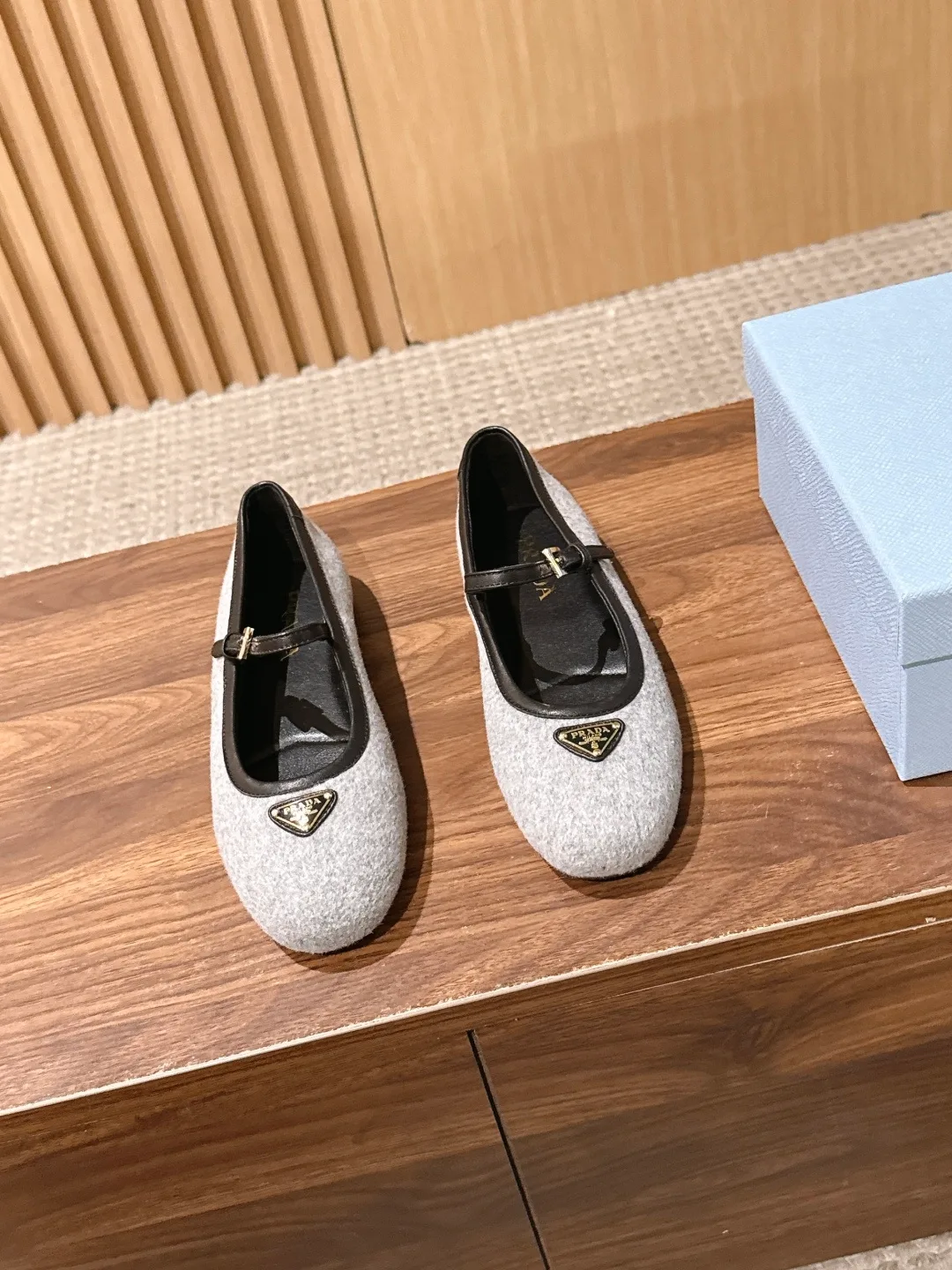 Prada Mary Jane Flats in Grey · view 2