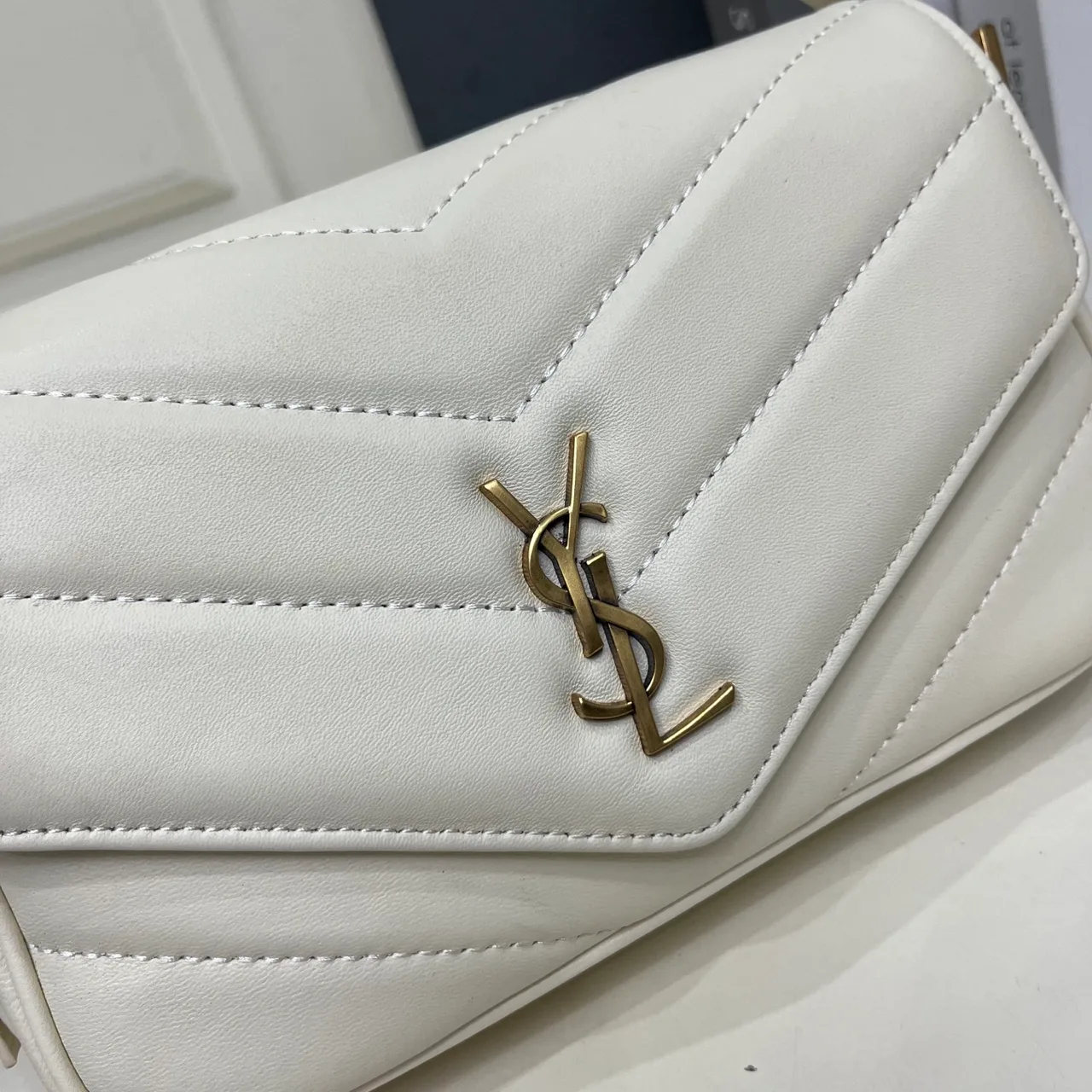 Saint Laurent Sheepskin Quilted Crossbody Bag in White · view 5