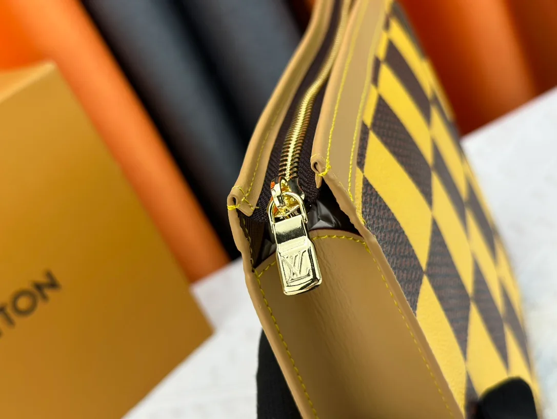 Louis Vuitton Canvas Check Clutch in Yellow · view 6