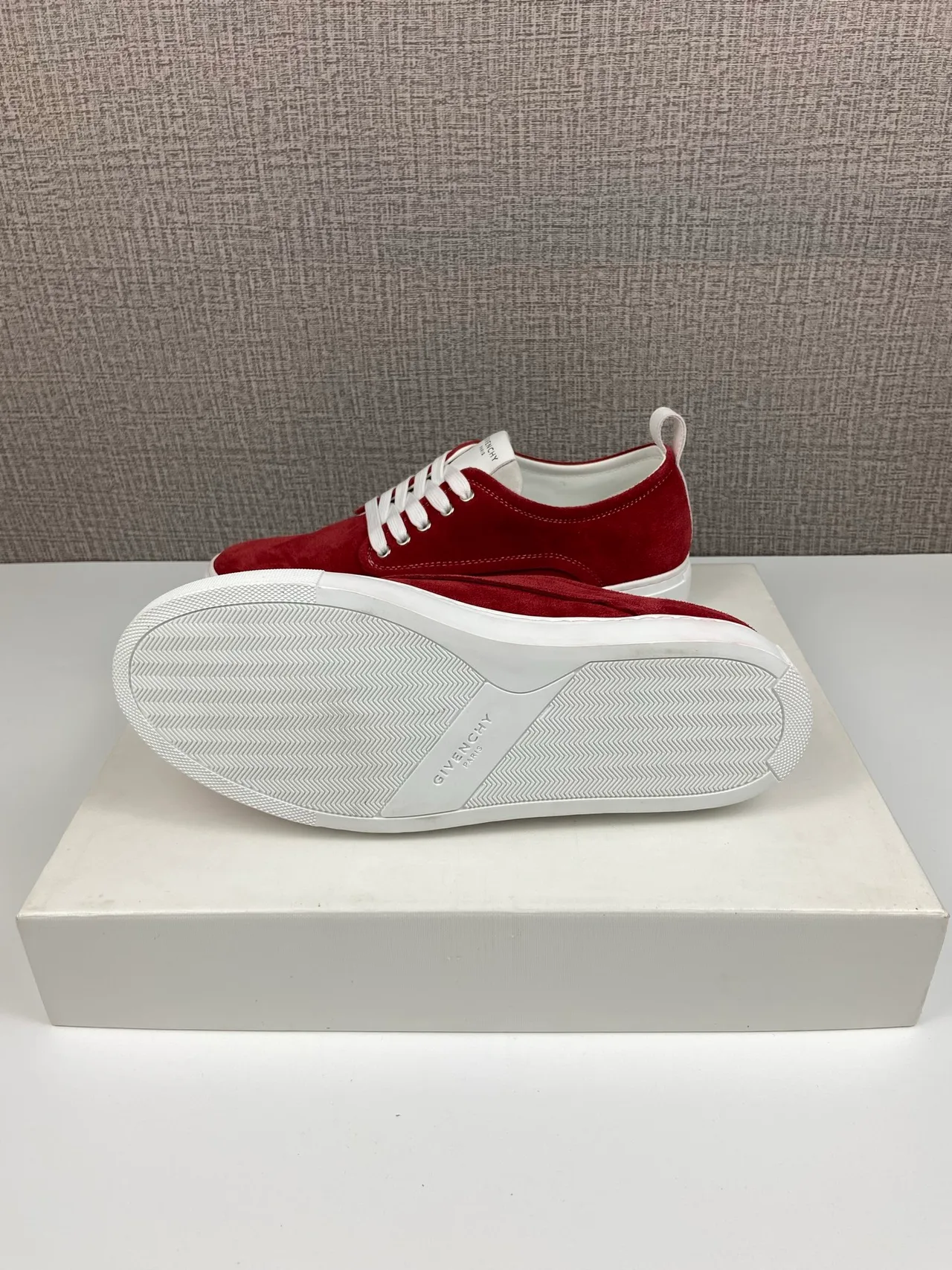 Givenchy Cowhide Suede-Look New City Sneakers in Burgundy · view 8