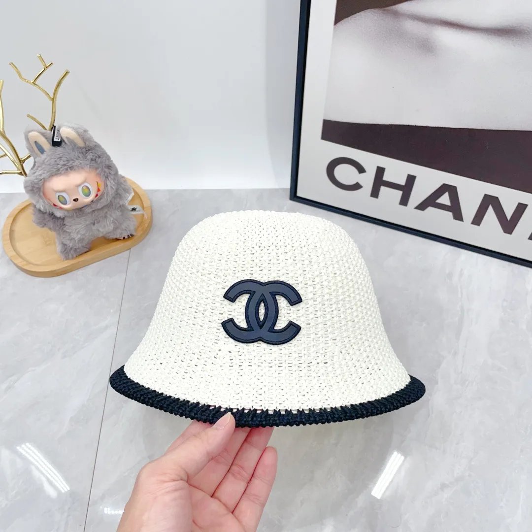 Chanel Woven Bucket Hat in White & Blue & Beige & Brown · view 7