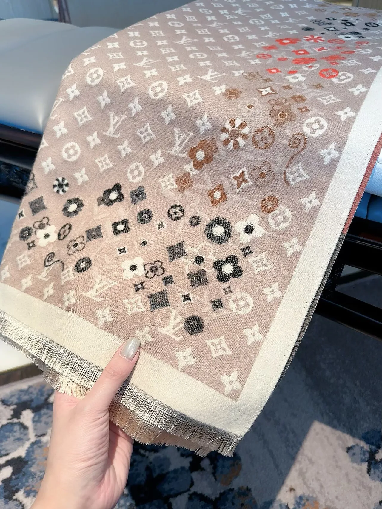 Louis Vuitton Scarf in Beige & Black · view 7