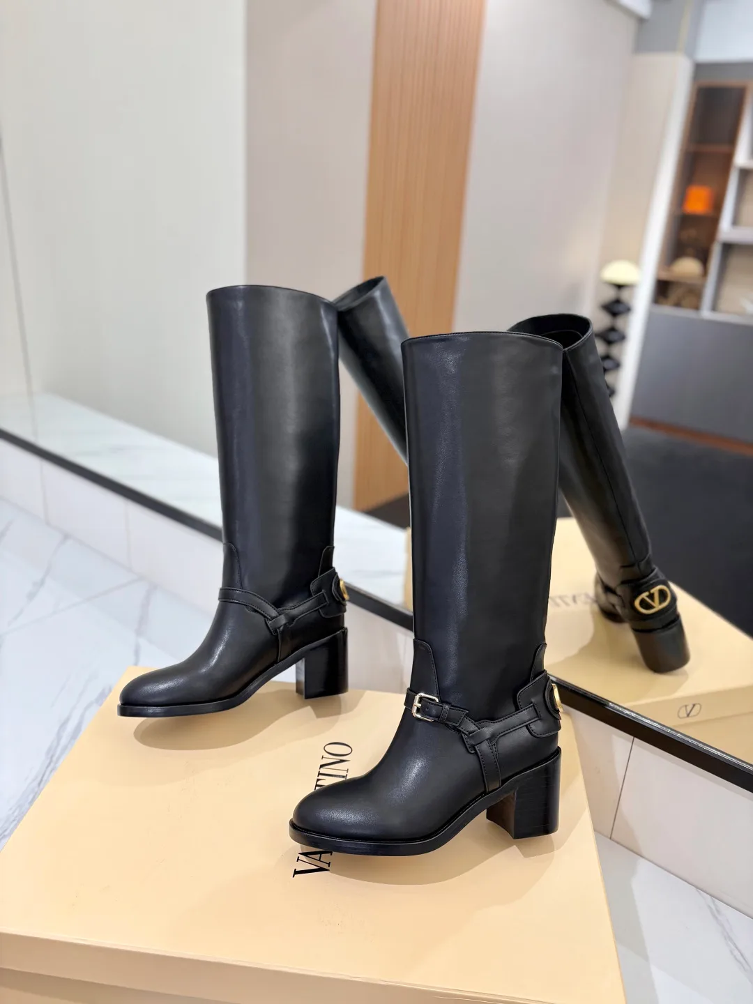 Valentino Calfskin Boots in Black · view 4