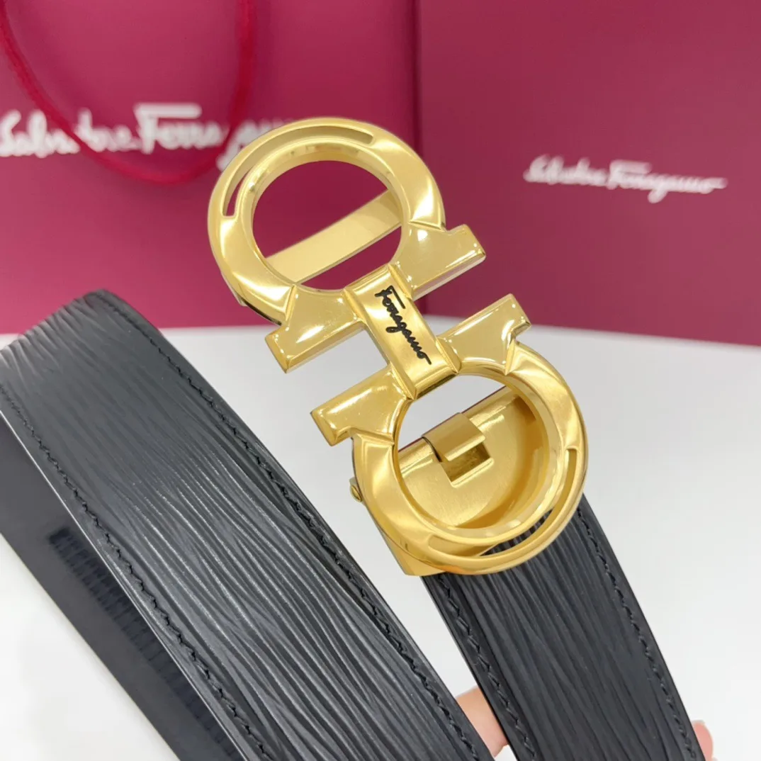 Ferragamo Calfskin Belt in Black · view 5
