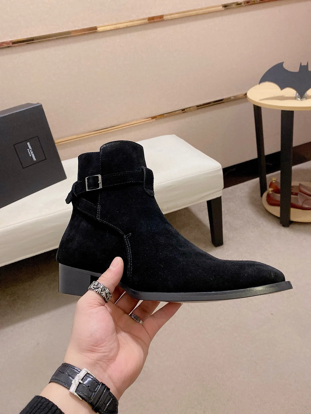 Saint Laurent Cowhide Boots in Black · view 4