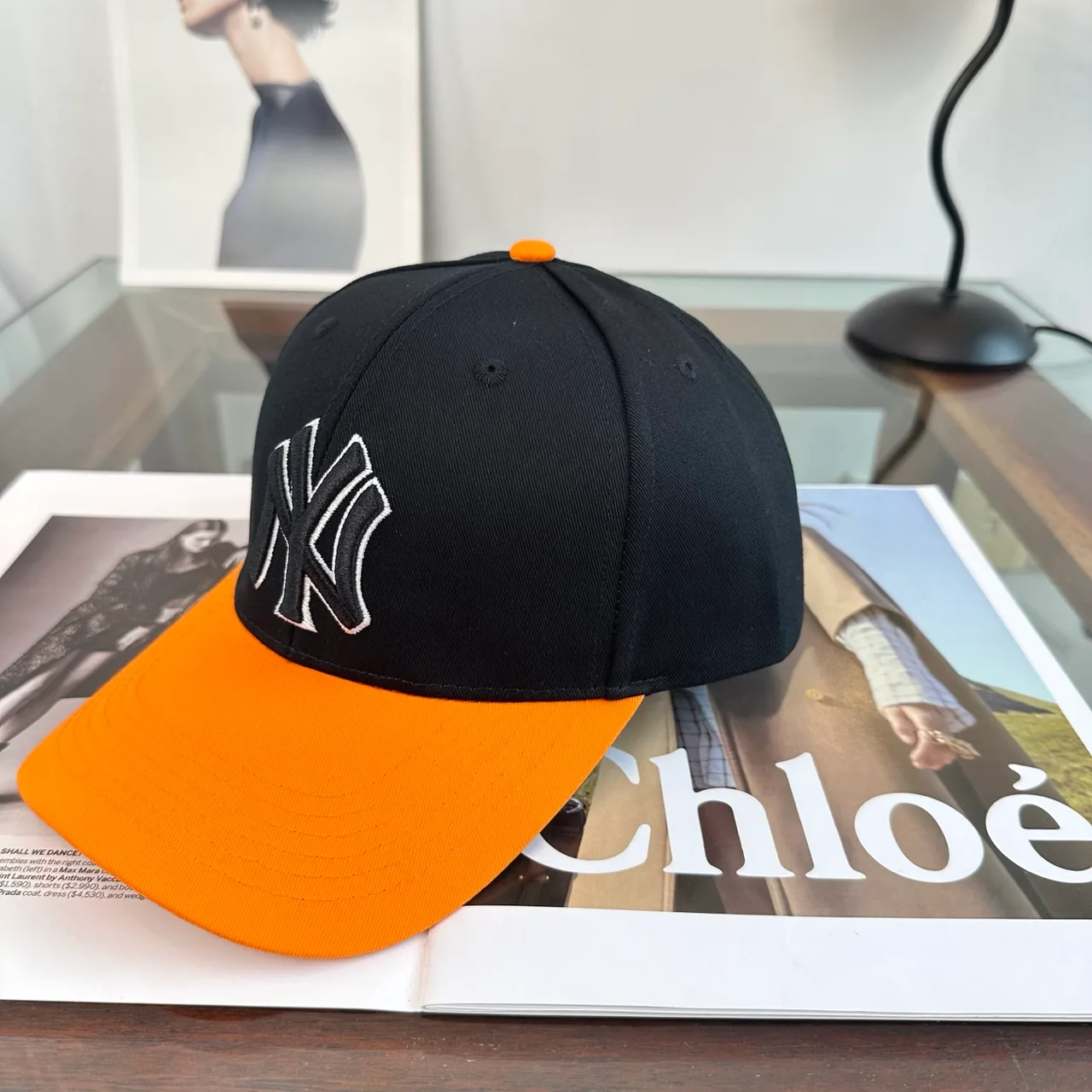 NY Letter Colorblock Baseball Cap in Brown & Black & Grey & Blue · view 4