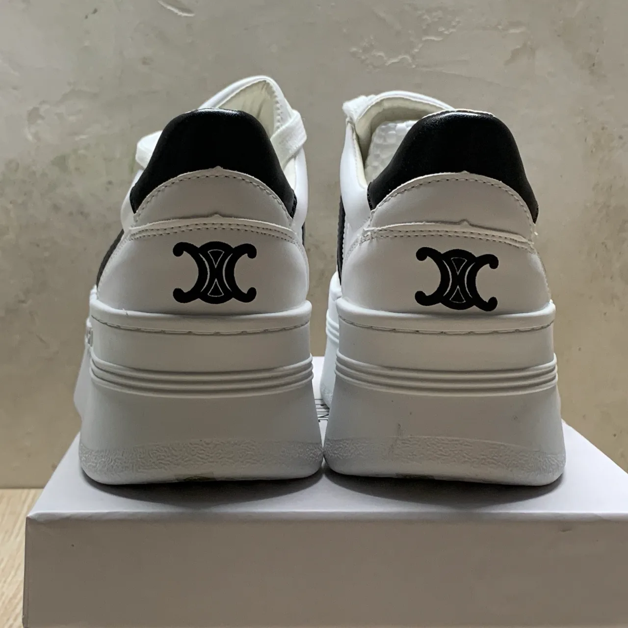 Celine Striped Lace-Up Sneakers in White · view 5