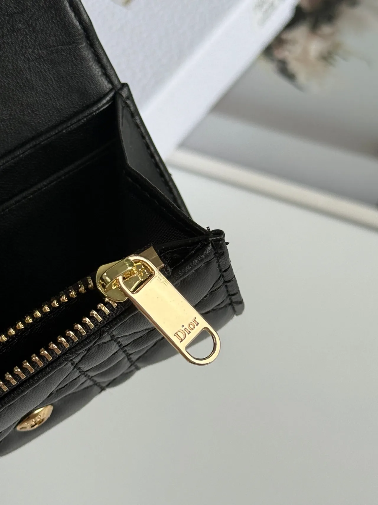 Dior Calfskin Quilted Wallet in Black · view 6