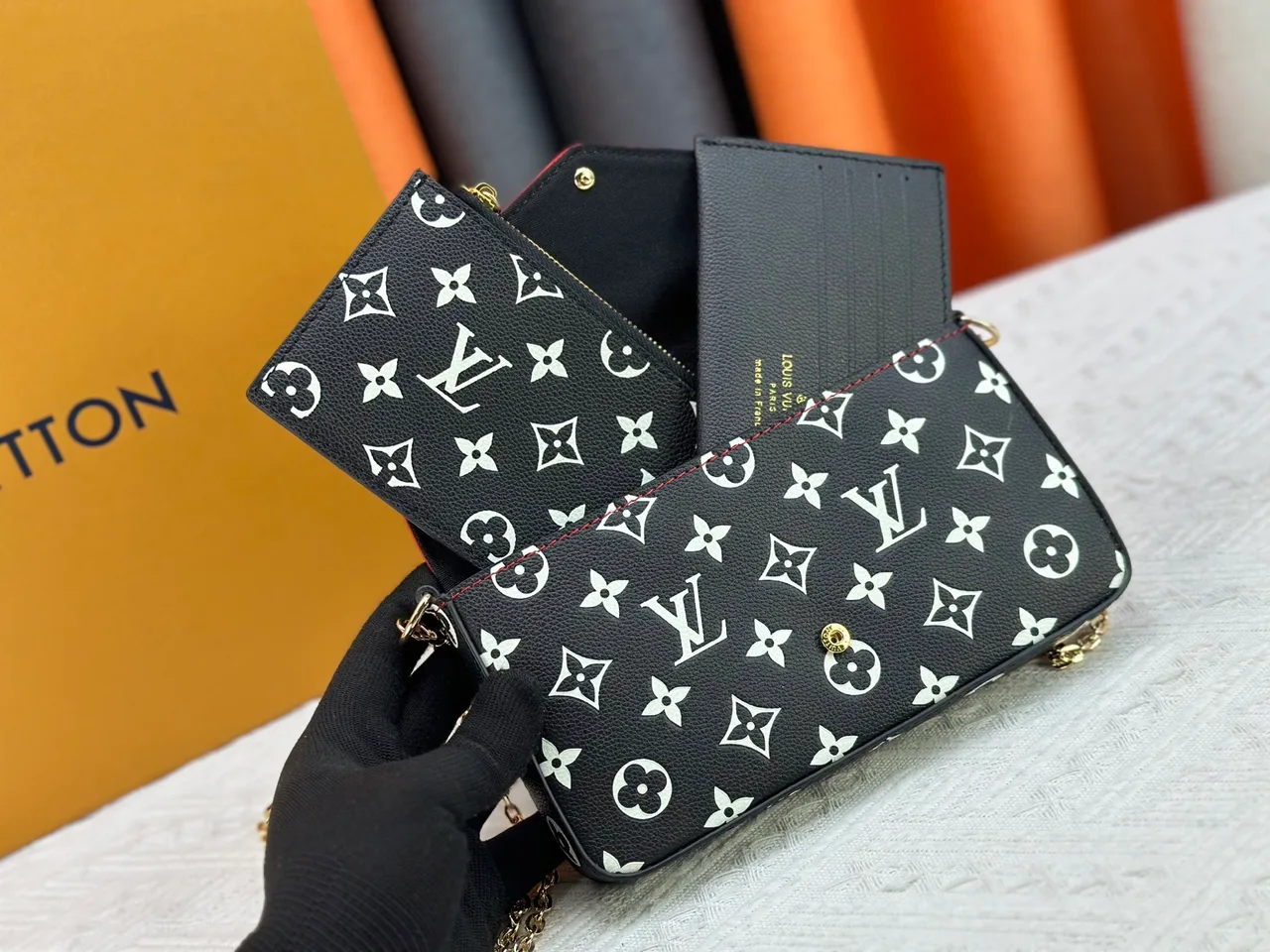 Louis Vuitton Pochette Felicie Monogram Bag in Red & Black · view 2