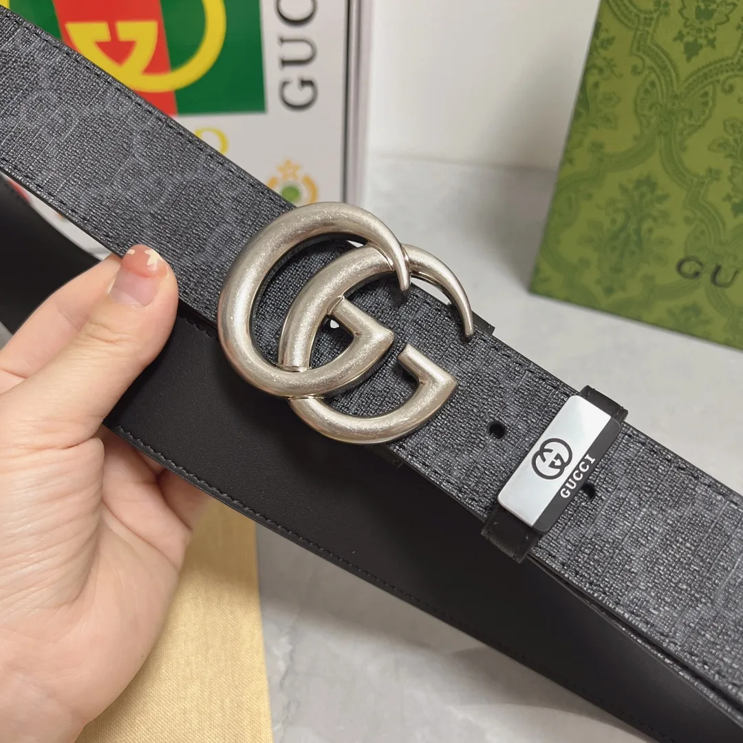 Gucci Cowhide Glossy Belt in Grey · view 6