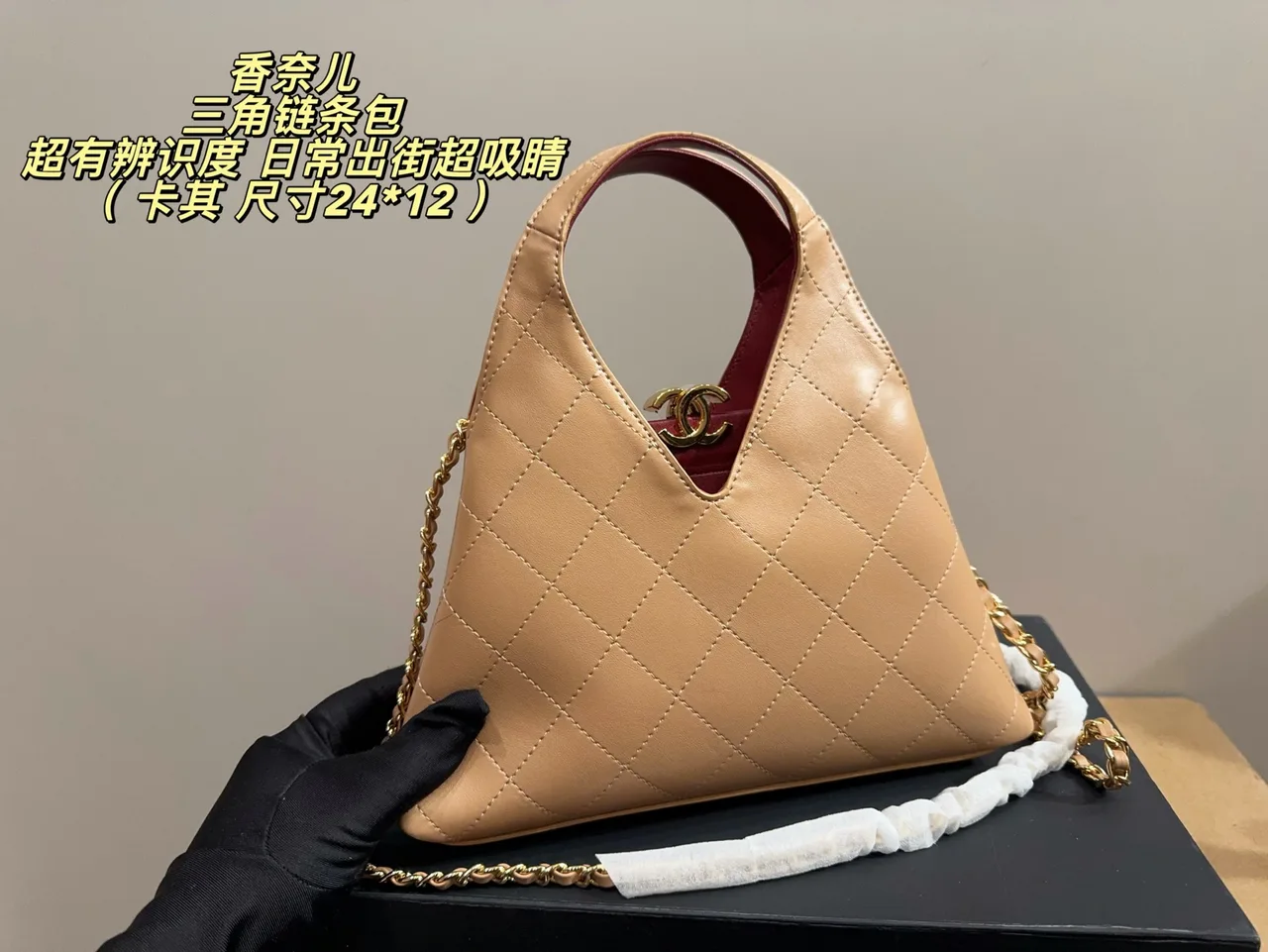 Chanel Quilted Crossbody Bag in Beige · view 2
