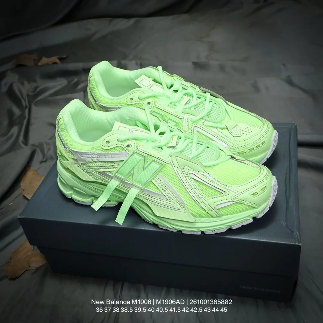 New Balance Panelled Running Sneakers in White & Grey & Black & Green & Beige · view 5