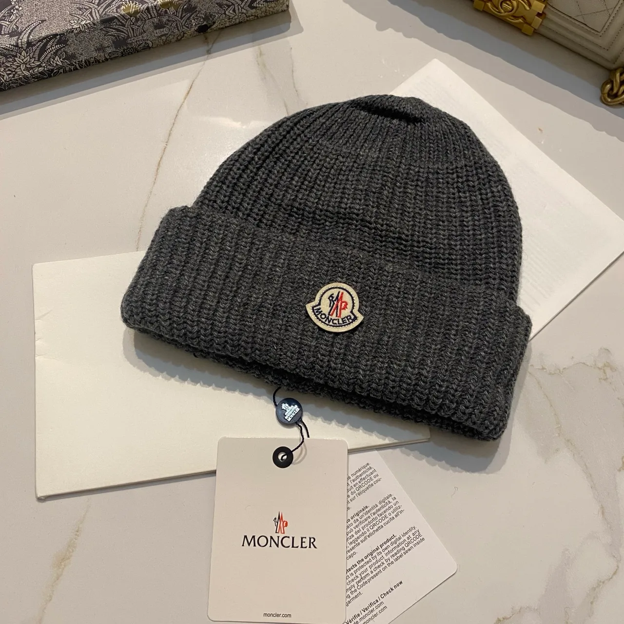 Moncler Beanie in Blue / Beige / Grey / Black / Brown / Burgundy · view 4