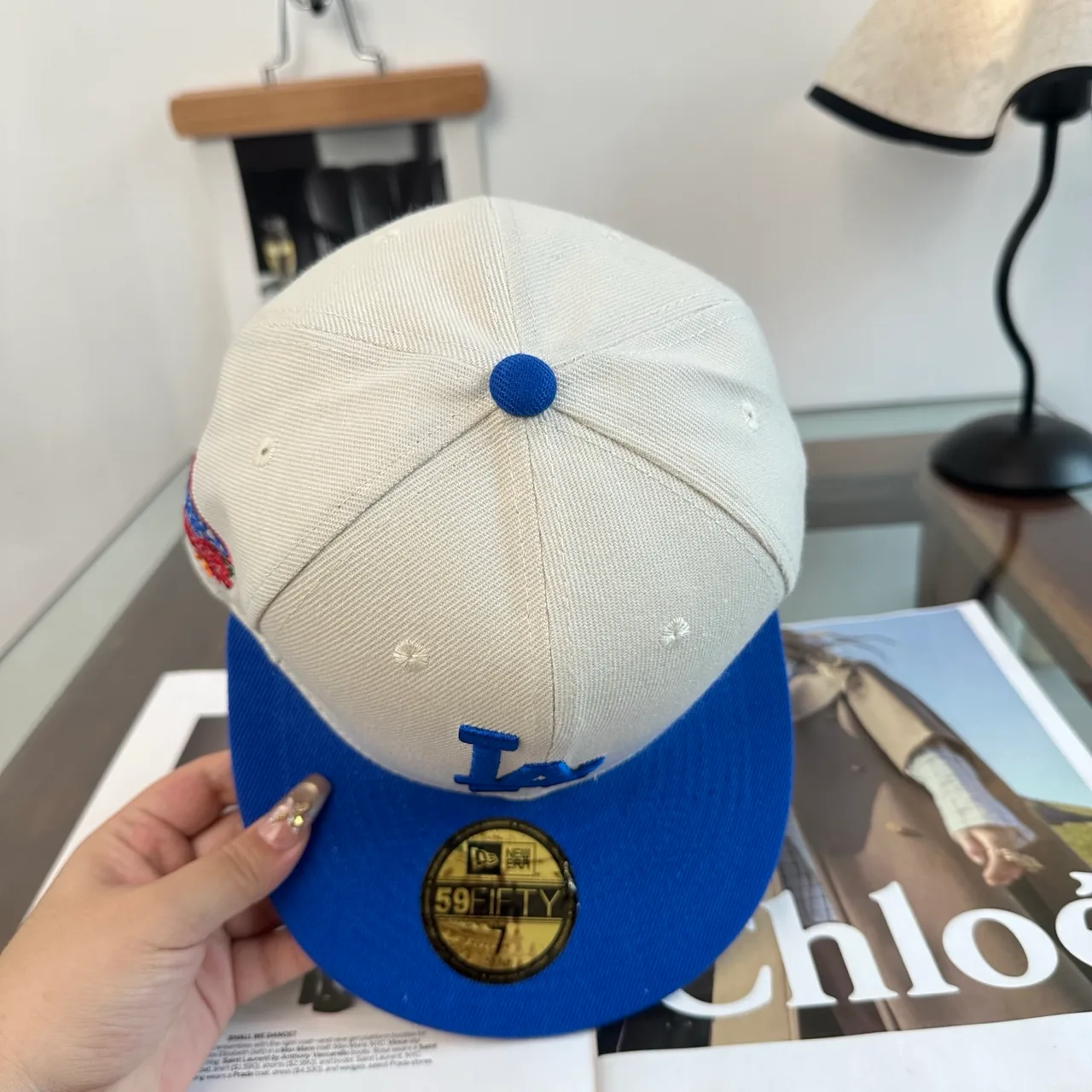 New Era Embroidered Baseball Cap in White · view 5