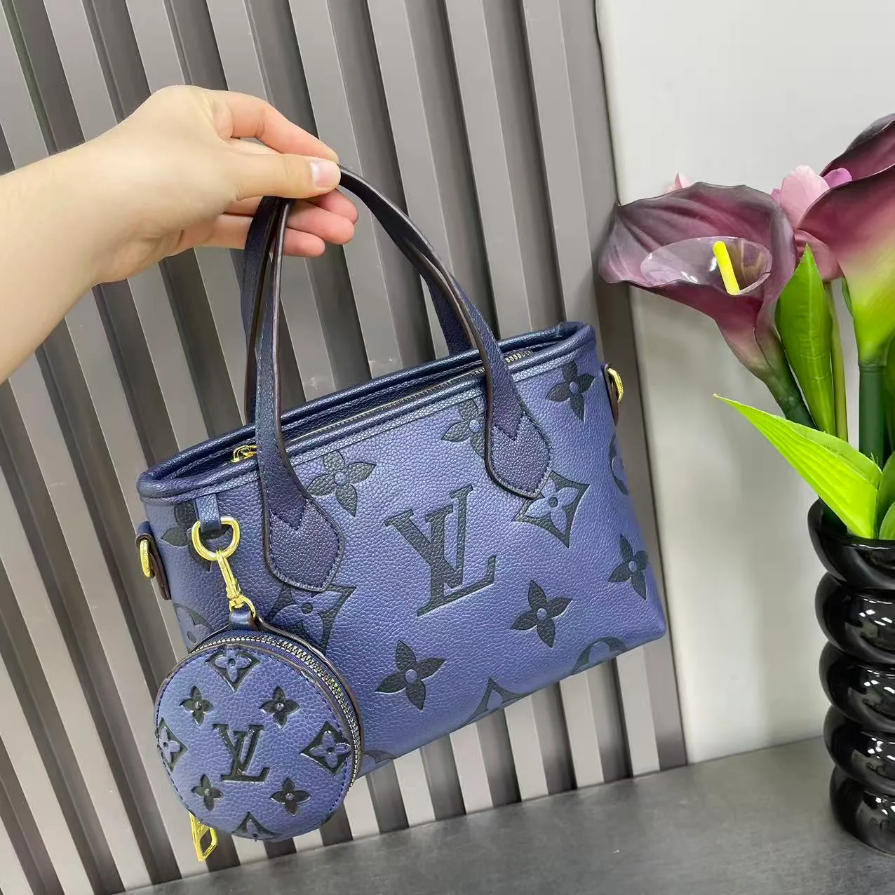 Louis Vuitton Monogram Tote with Round Pouch in Blue & Red & White & Beige & Pink & Tan & Black · view 1