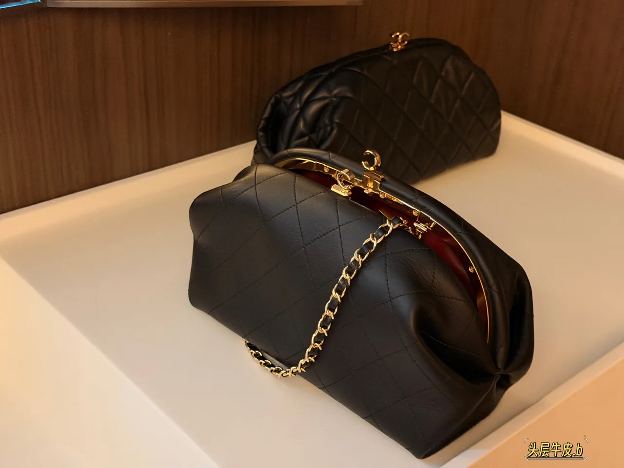 Chanel Quilted Glossy Frame Clutch in Black · view 2