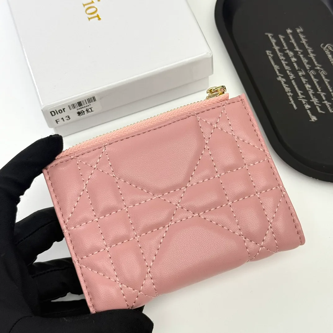 Dior Lambskin Quilted Wallet in Pink · view 4
