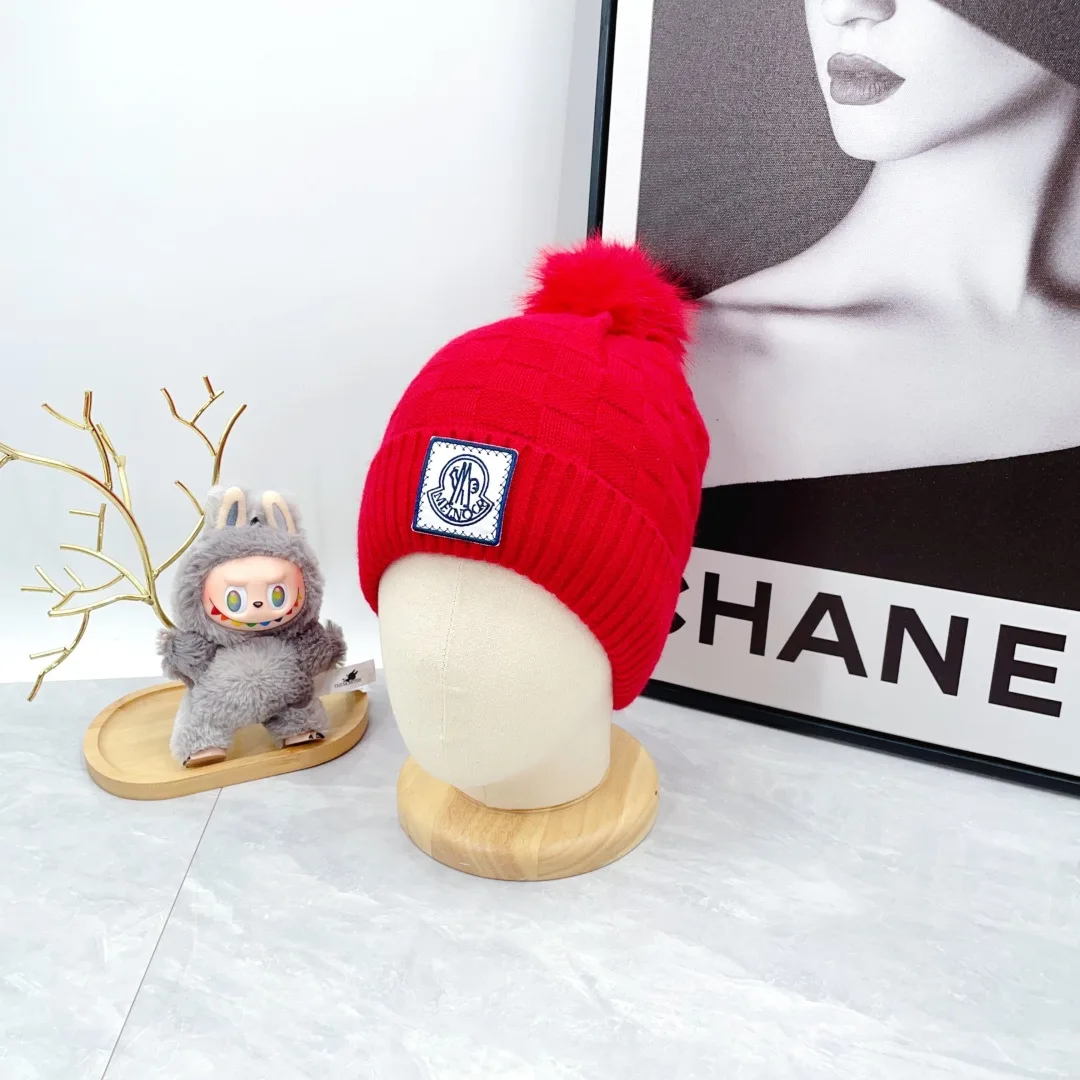 Moncler Wool Beanie, Scarf and Gloves Set in Red · view 3