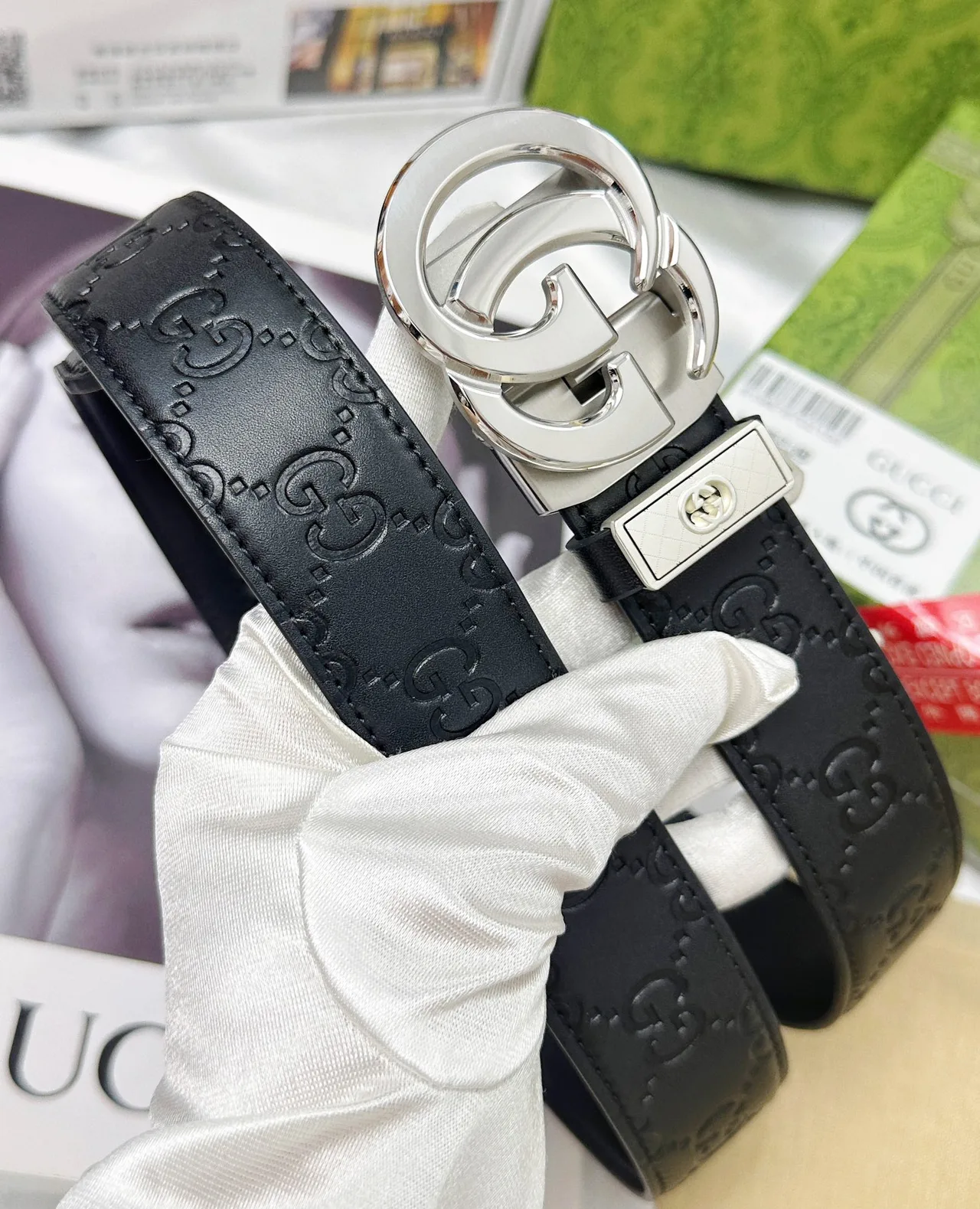 Gucci Calfskin Smooth Belt in Black · view 6