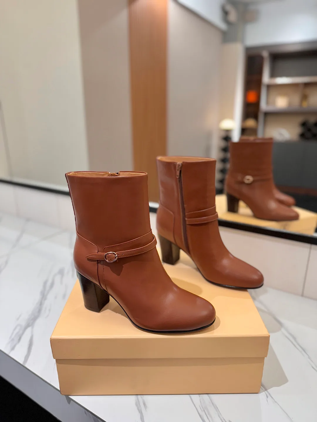 Valentino Calfskin Boots in Brown · view 1