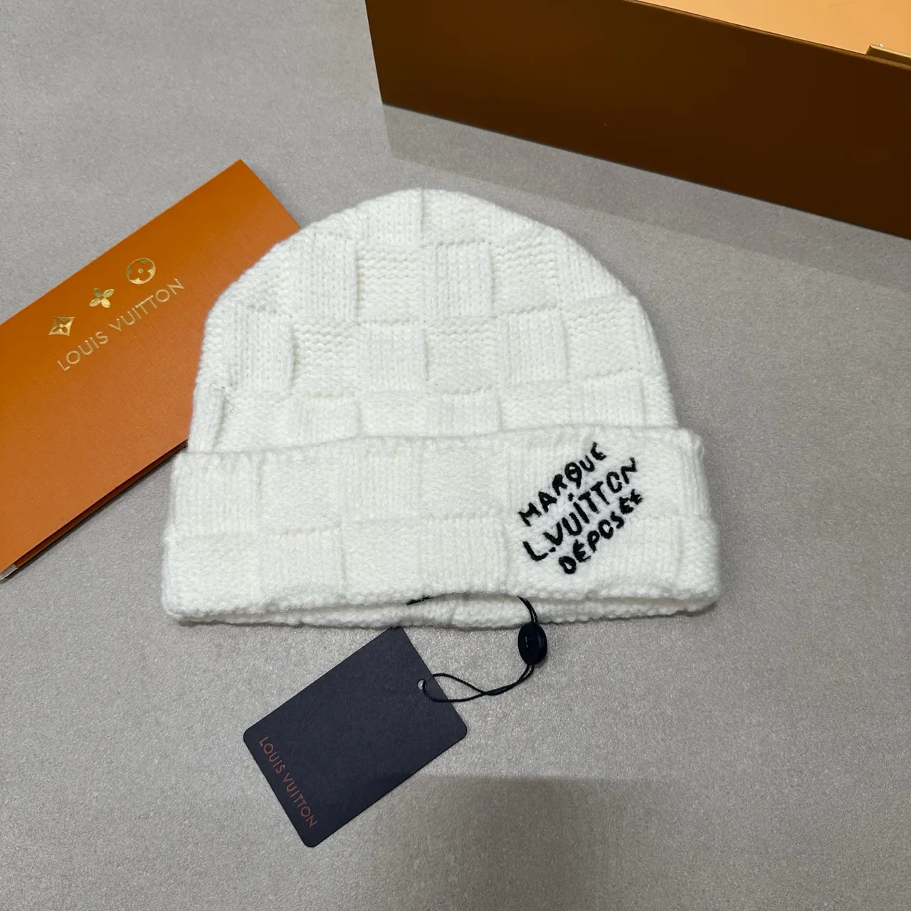 Louis Vuitton Square-texture knit beanie in Black & White · view 2