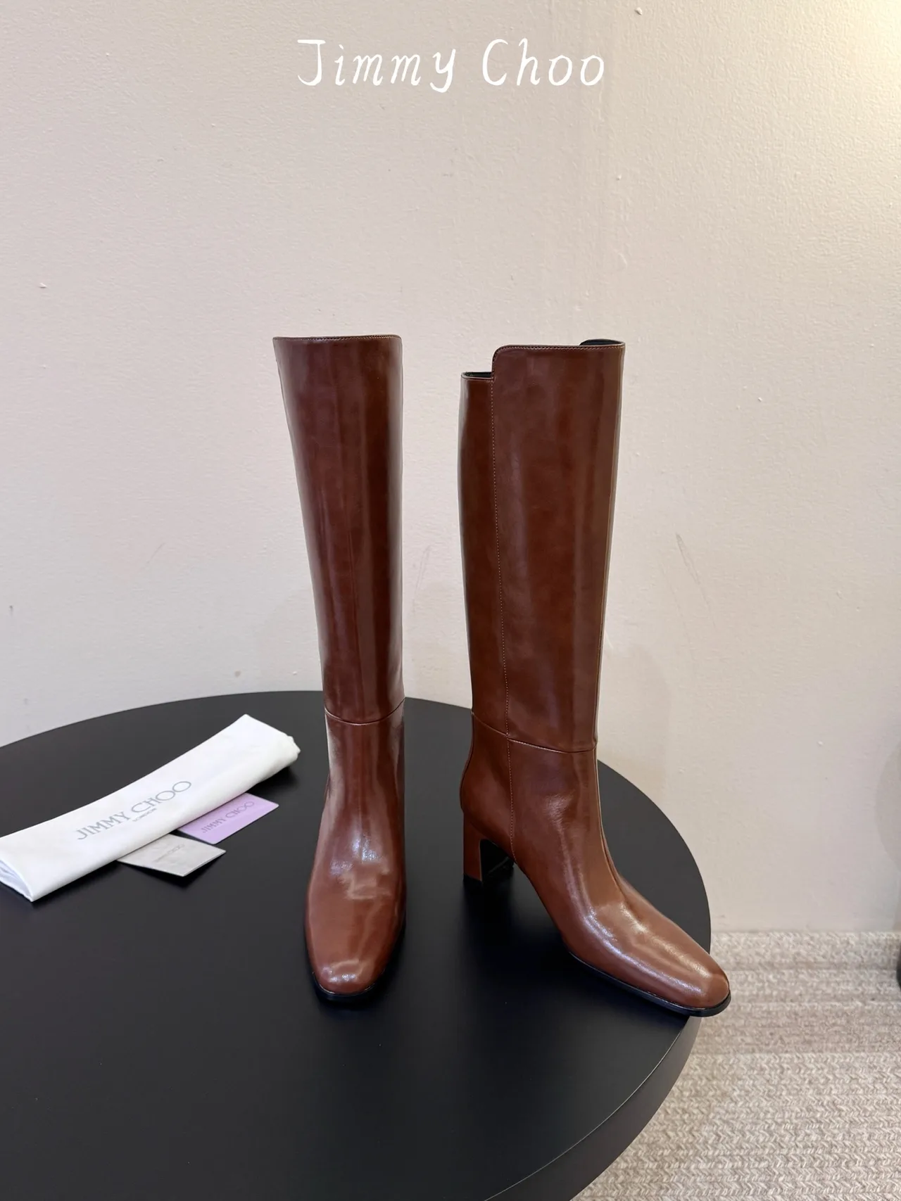 Jimmy Choo Cowhide Knee-High Boots in Brown · view 2