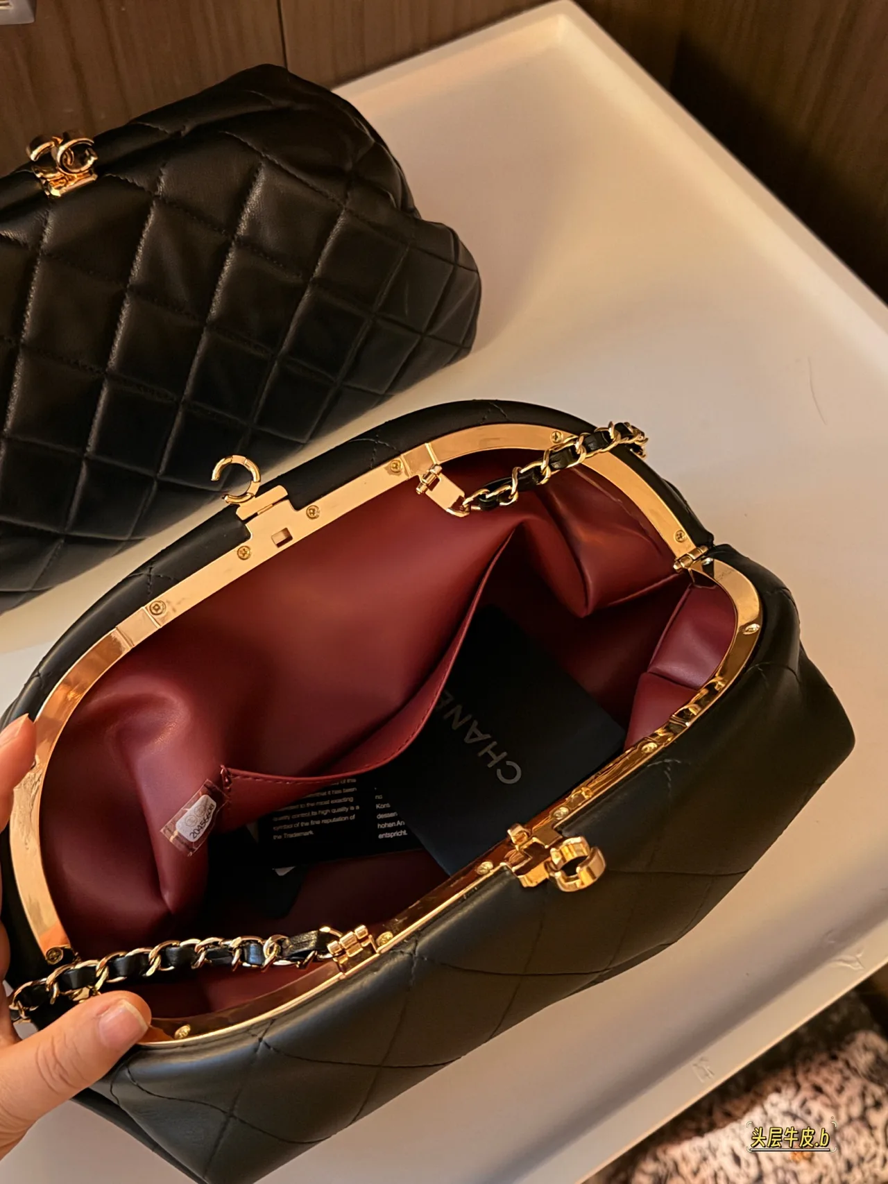 Chanel Quilted Glossy Frame Clutch in Black · view 5