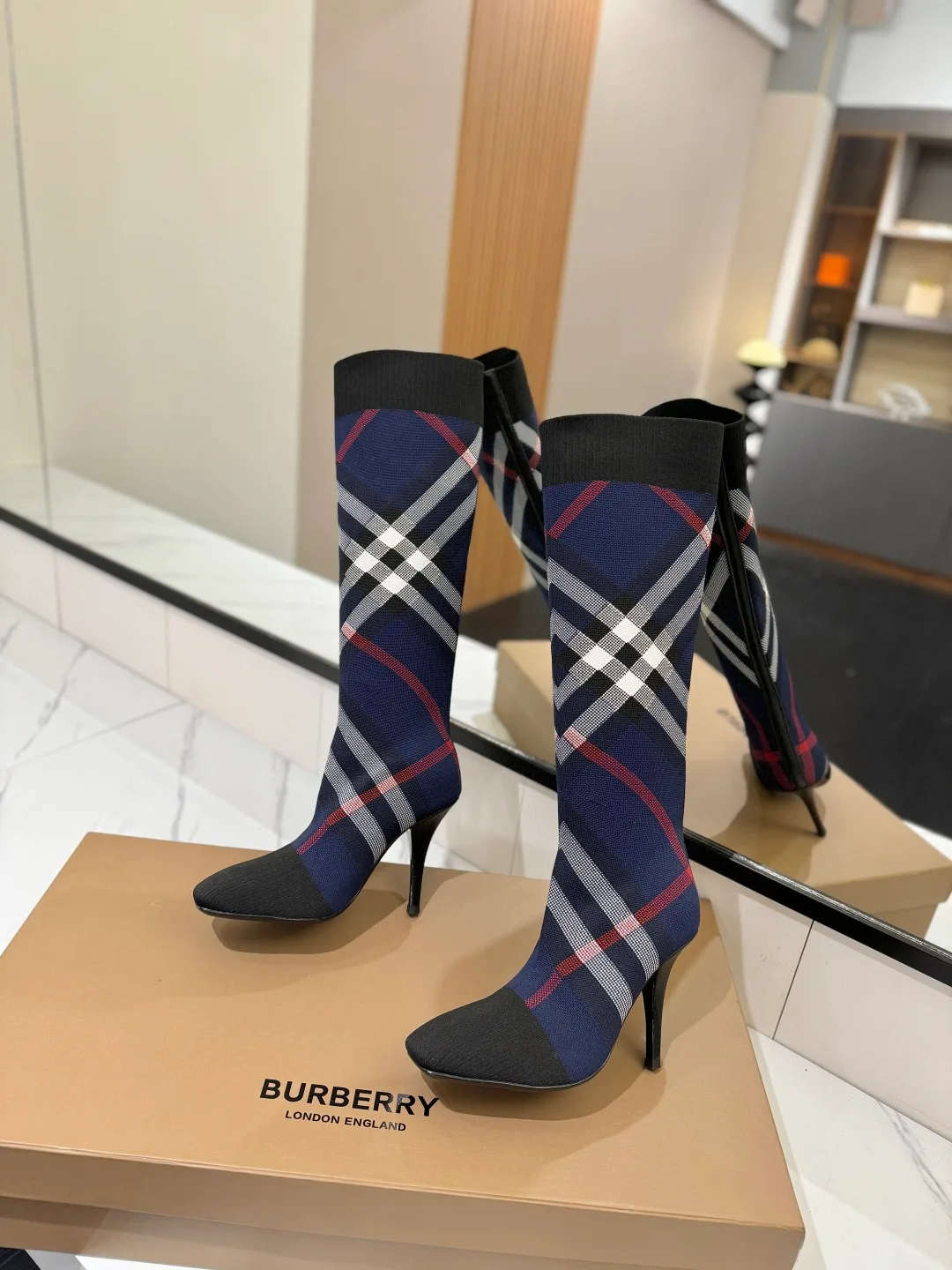 Burberry Knee-High Boots in Blue · view 5